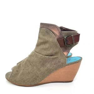 Blowfish Malibu Hemp Canvas Open Toe Wedges - 10